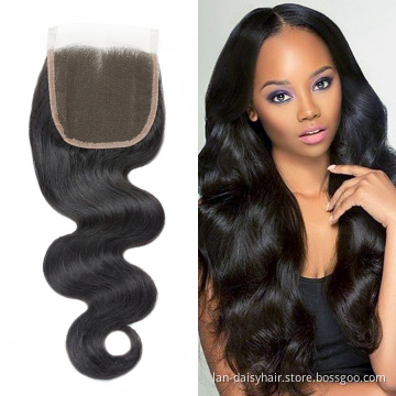 Lan-Daisy Mongolian Hair Body Wave Closure Human Hair  4x4 Lace Closure Free/Middle/Three Part Remy Hair closure cheveux humain